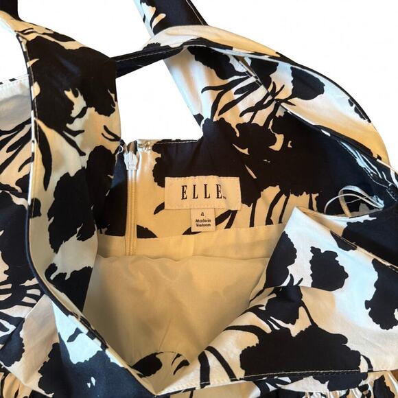 ELLE Black White Floral Fit & Flare Crossback Dress Size 4 769S - Picture 6 of 9